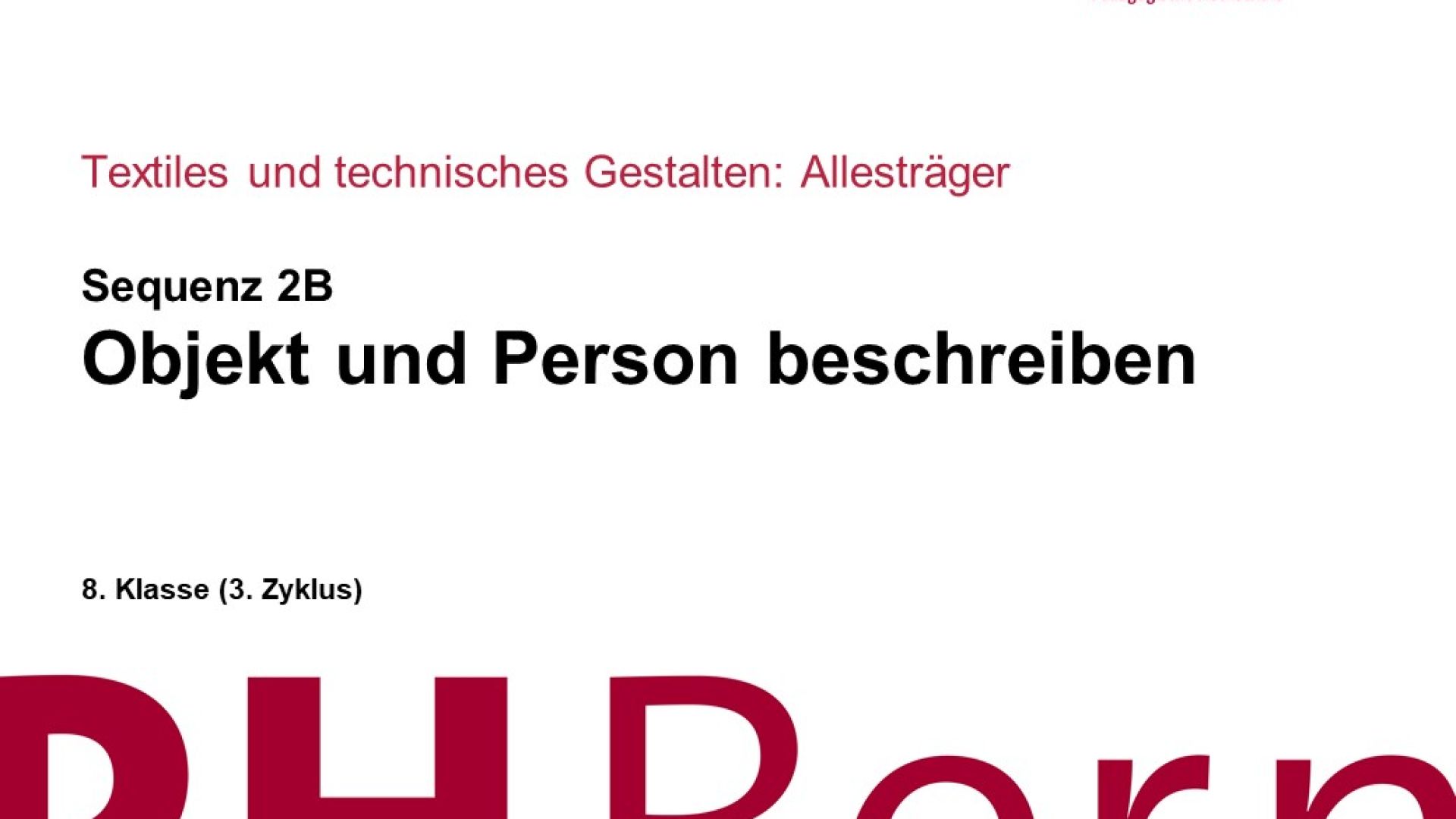 Objekt und Person beschreiben